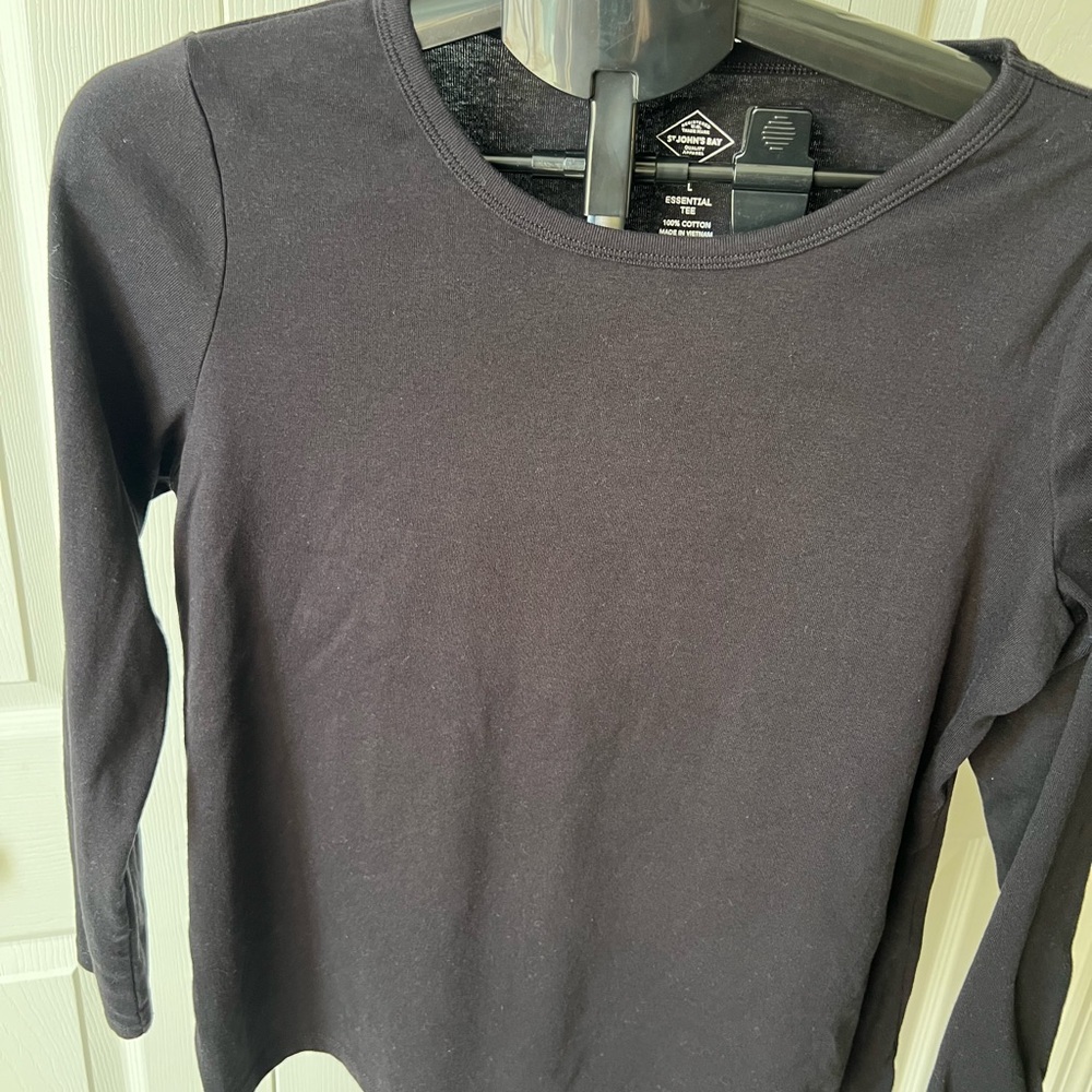 St. John's Bay Classic Black, Royal, Sky Blue Long Sleeve Essential Top. All 3 L